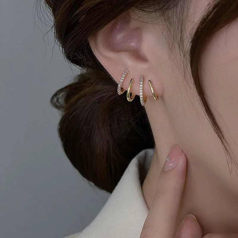 

2022 New Korean Shiny Four Claws Stud Earrings for Women Dainty Zircon Earring Girls Birthday Party Wedding Fashion Jewelry