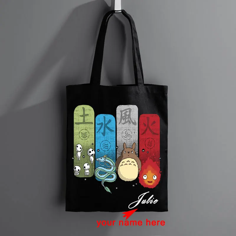 

Totoro Reusable Reciclaje Cloth Bolsas Shopping Bag Grocery Handbag Shopper Cotton Tote Bag Reutilizables Tissu designer bag