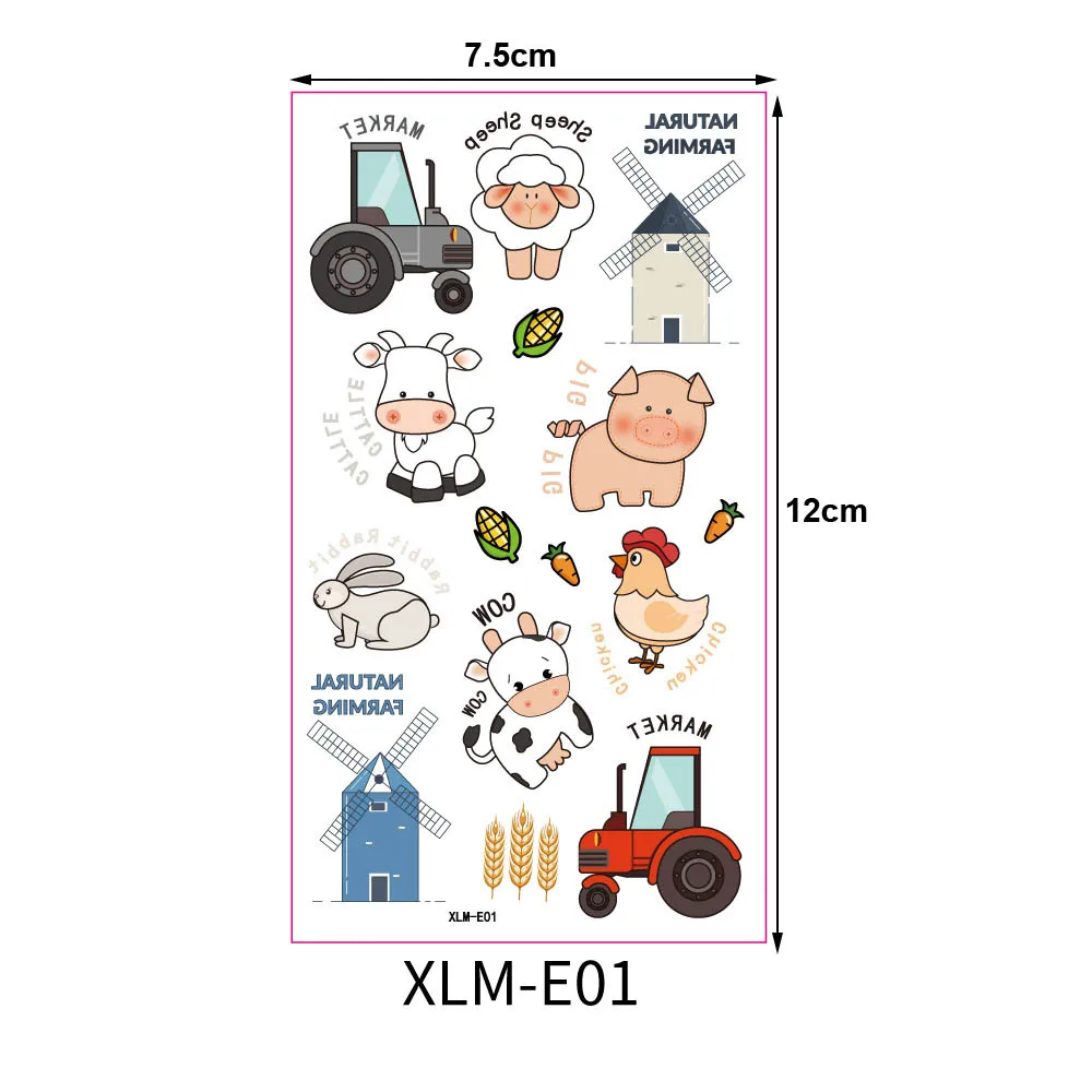 Временные тату-наклейки в виде животных на ферму кошки водостойкие наклейки
