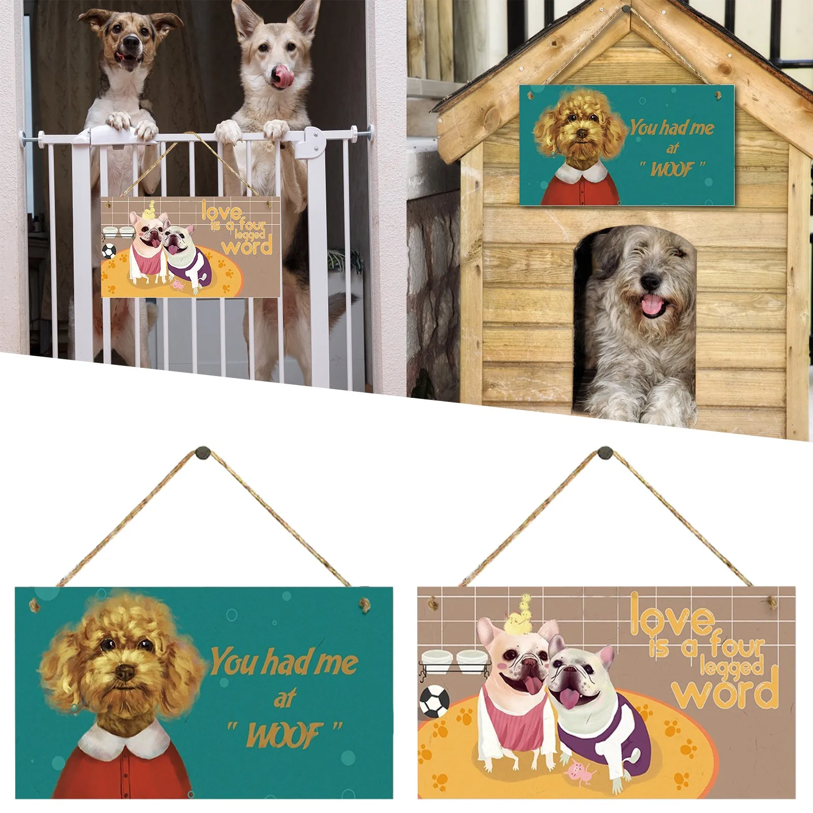 

Деревянная бирка для собак, прямоугольное деревянное украшение для домашних животных со слоганом, подвеска, украшение в виде сердца, домашн...