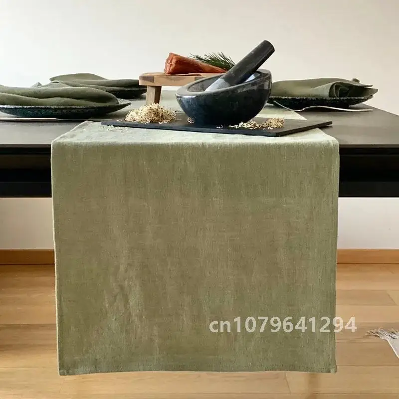 Linen Table Runner Mitered Corners 100% Pure Cloth French Flax Rustic Luxe