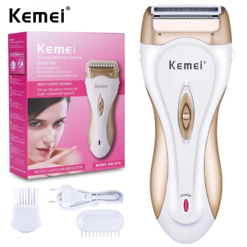 

Kemei Rechargeable Electric Women Shaver Epilator Shaving Hair Removal Scraping Female Body Depilation Machine Depilator KM-3518