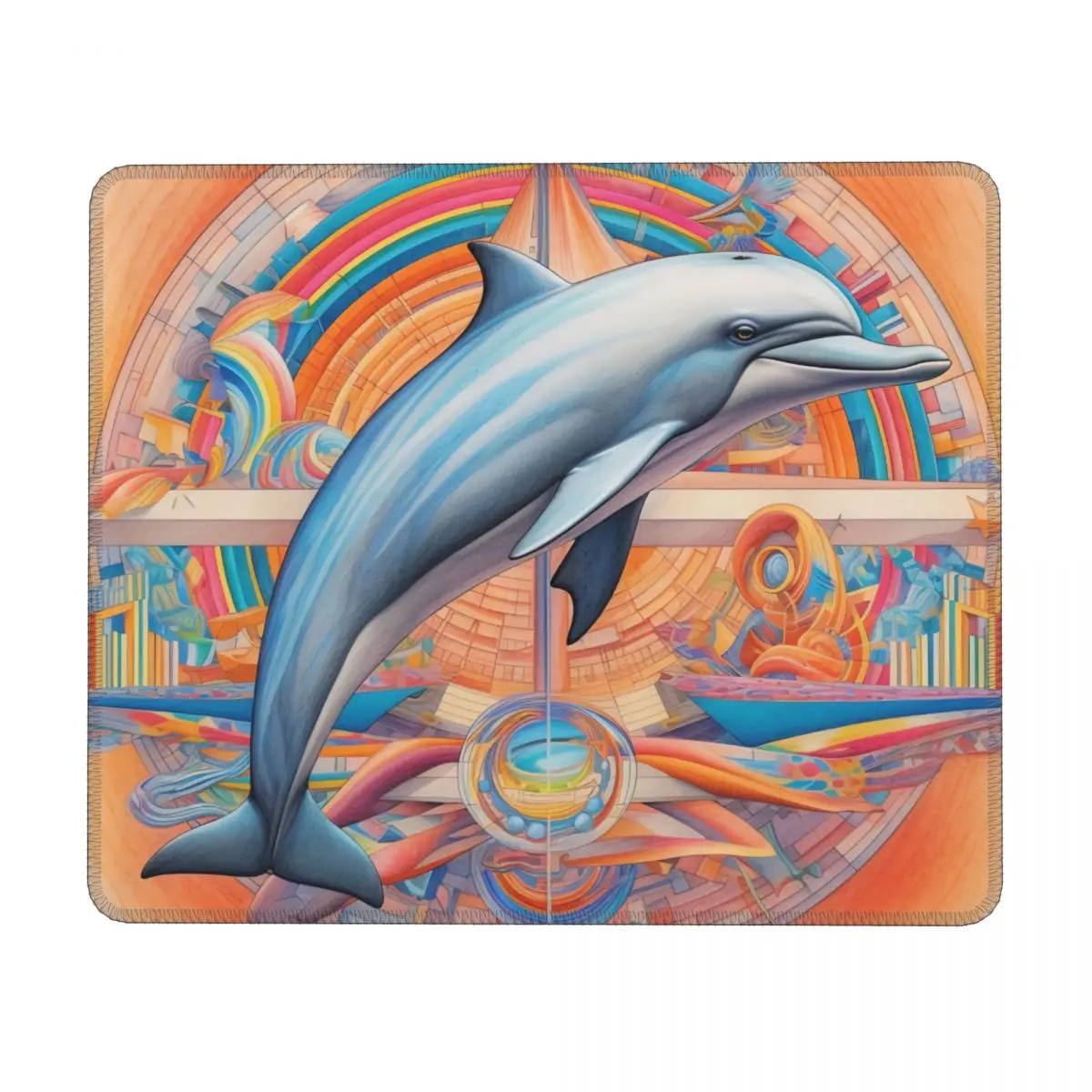 

Dolphin Horizontal Print Mouse Pad Pencil Art Colored Cartoon Original Rubber Mousepad Anti-Slip Vintage Desk Mouse Pads