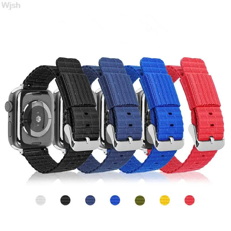 Ремешок нейлоновый для Apple Watch Band 7 41 45 мм 40 44 42 38 тканый брезентовый браслет iWatch Series