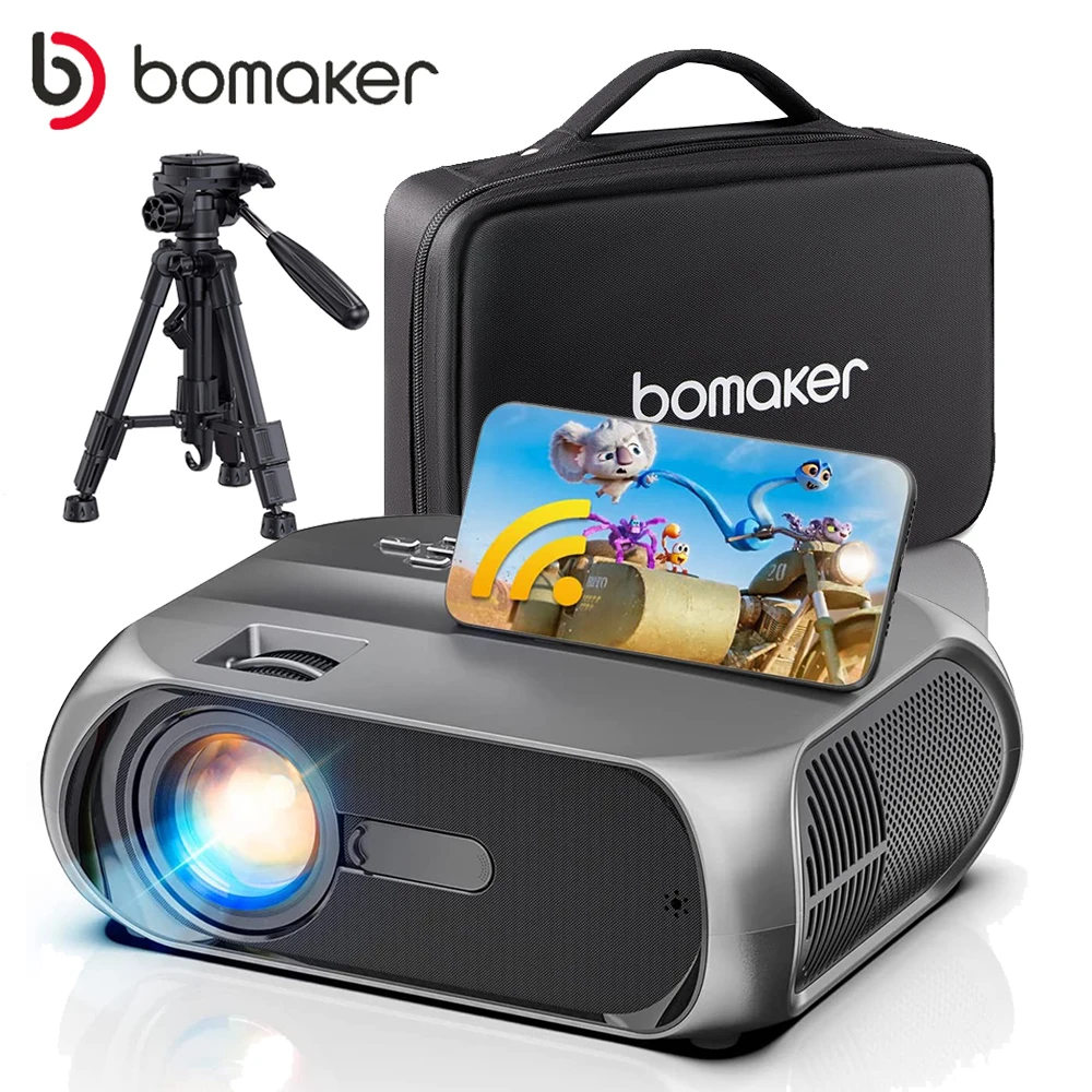 

Светодиодный проектор BOMAKER, Android, Wi-Fi, Full HD, поддержка 1080P, 300 дюйма, большой экран, проектор для домашнего кинотеатра, видеопроектор с кронштей...