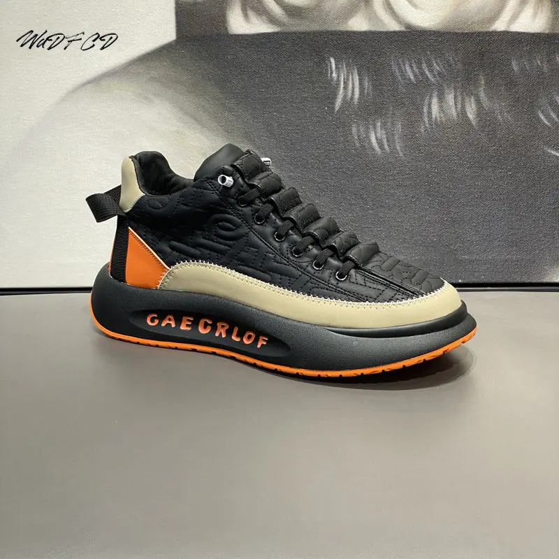 

Chunky Sneaker Men Winter Plush Board Shoes Fashion Casual Microfiber Leather Breathable Height Increased Platform Running Shoes