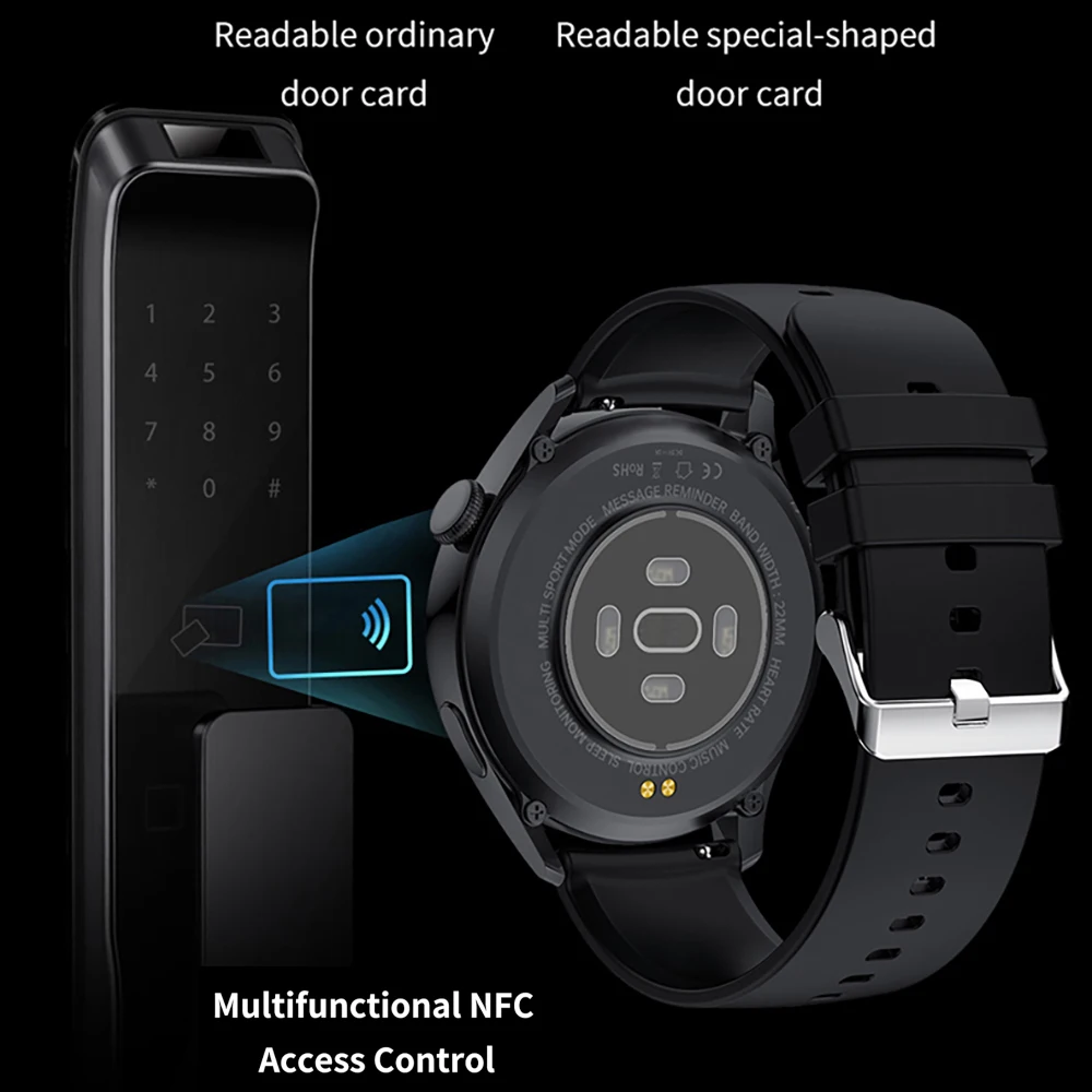 New 1.32&quot Smart Watch Men Heart Rate Blue Tooth Call Sport Tracker Wireless Charging NFC Women Music Voice Assistant Smartwatch