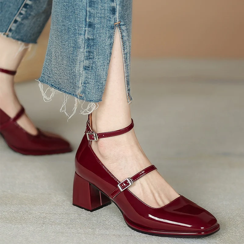 

Women's Pumps Mary Patent Leather Jane Ladies Low Heel Shallow Round Toe Solid Party Shoes Zapatos Mujer Primavera Verano 2022