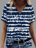 casual summer stripes blouse women t shirt v neck loose half sleeve clothes female essentials cropped tees tops s xxl size