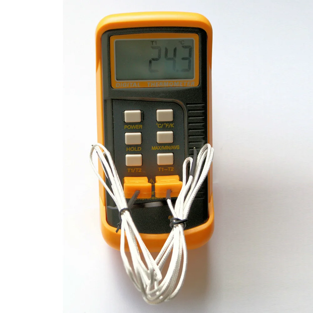 Двухканальный цифровой термопарный термометр K-типа -50 ° от C до 1300р ЖК-экран 6802 II 4