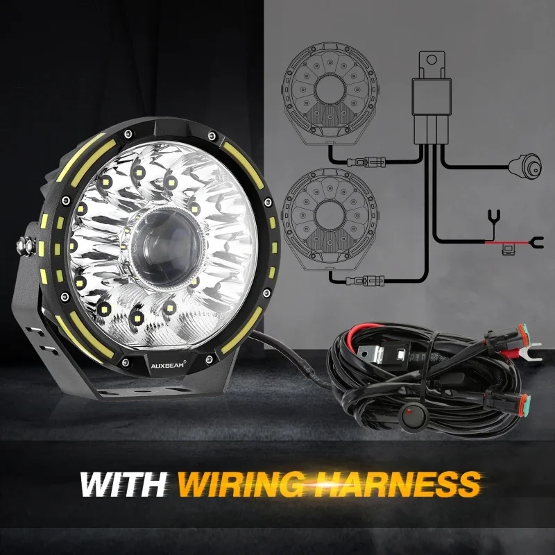 Auxbeam 7-дюймовый/9-дюймовый круглый светодиодный точечный луч рабочий фонарь с
