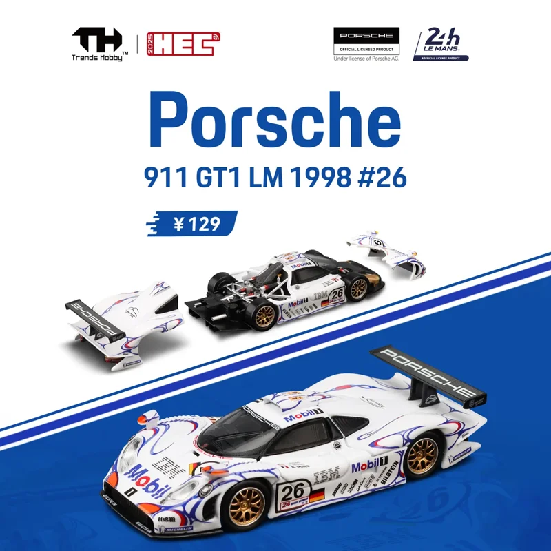 Фото Th 1:64 911 GT1 Lm 1998 24-H Le Mans Champion Car 2025 Ханчжоу Выставка Ограниченная серия Имитация сплава Миниатюрная модель игрушки №3