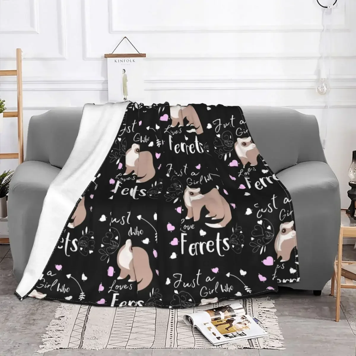 Одеяло с милым хорьком Фланелевое покрывало для дикой природы грызунов