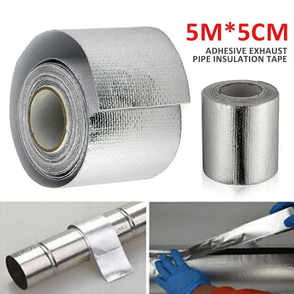 

5mx5cm Heat Insulation Tape For Automobile Parts Silver Fabric Heat Insulation Tool High Temperature Heat Insulation Bag Tape