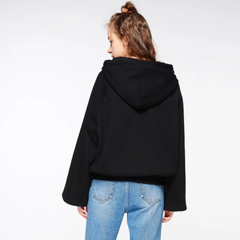 

Autumn Spring Women Ribbon Cartoon Prints Flare Sleeve Hooded Sweatshirts Female Loose Casual Comfortable Harajuku Hoodies ZX745