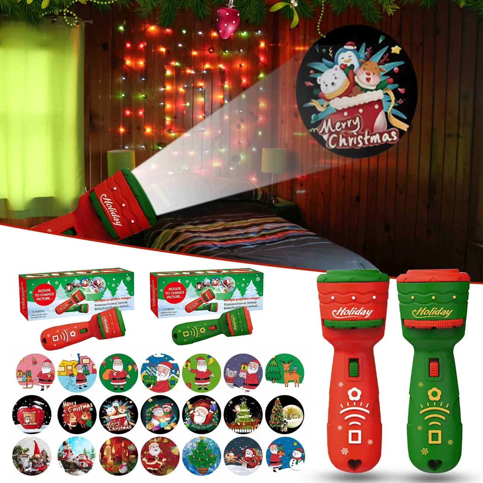 

Проектор с 24 картами, Рождественский Декор, проекционная лампа, креативный проекционный ночник для детей, подарки, Мультяшные игрушки