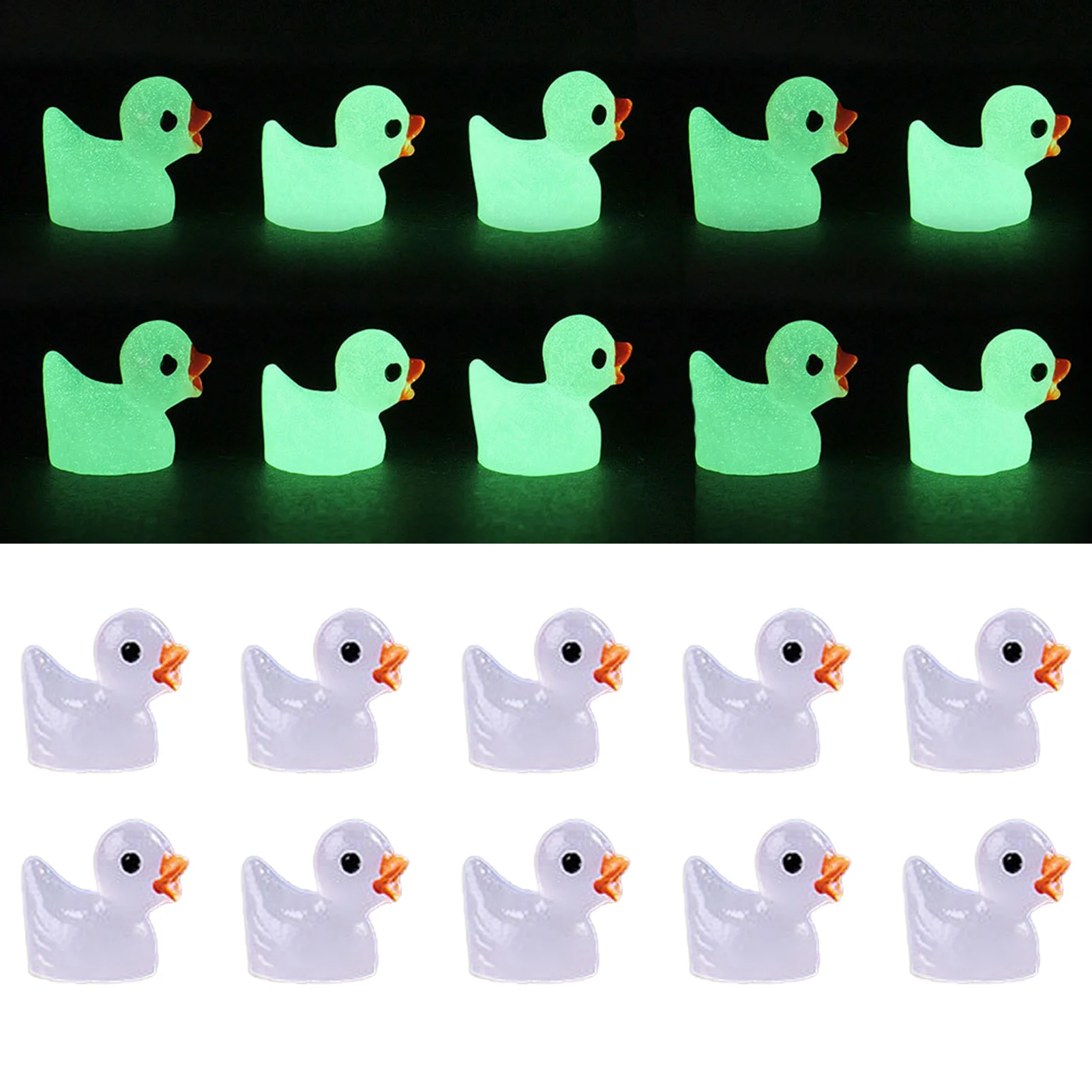 

20PCS Mini Resin Ducks 20Pcs Luminous Ducks Micro Landscape Accessories Duckling Miniature Ornament For DIY Dollhouse Decoration