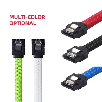 1pcs/3pcs 50cm Sata3 7pin Data Cables 6gb/s Ssd Cable Hdd Hard Disk Drive Cord Line With Nylon Braid White Red Color Sleeved 1