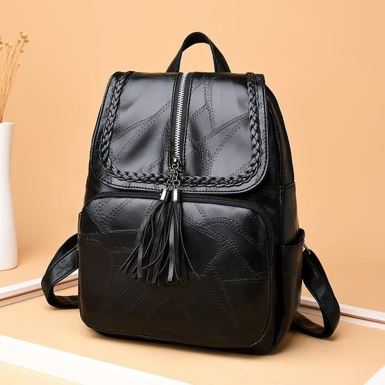 

Women PU Leather Backpack School Bag Classic Black Waterproof Travel Shoulder Bag Multi-function Backpack Women