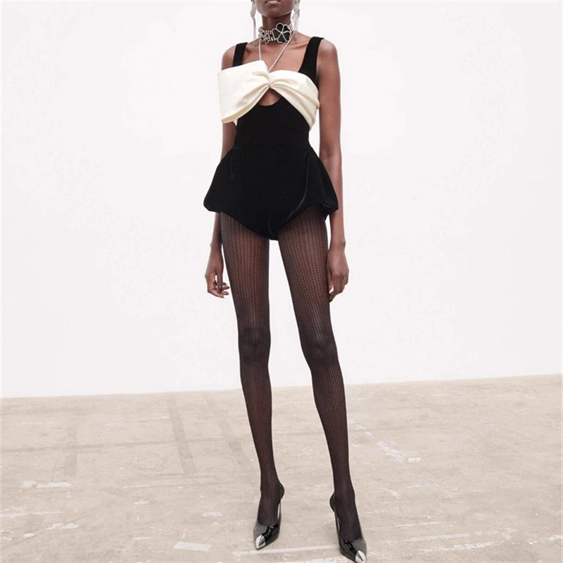 

2022 Summer New Satin Double Shoulder Drop Belt Dress Women Bow Knot Tube Top Sexy StitchingContrast Color Mini SkirtParty Dress