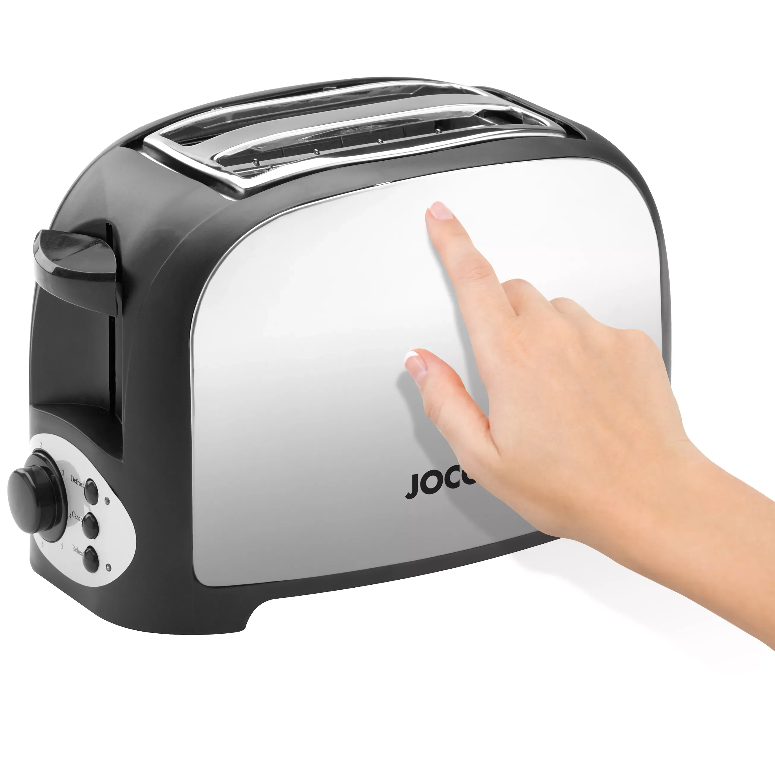 

Многофункциональный Электрический тостер из серебристой стали марки JOCCA, разогрев и отменка запекания. Тостер для двух ломтиков хлеба, 7 po