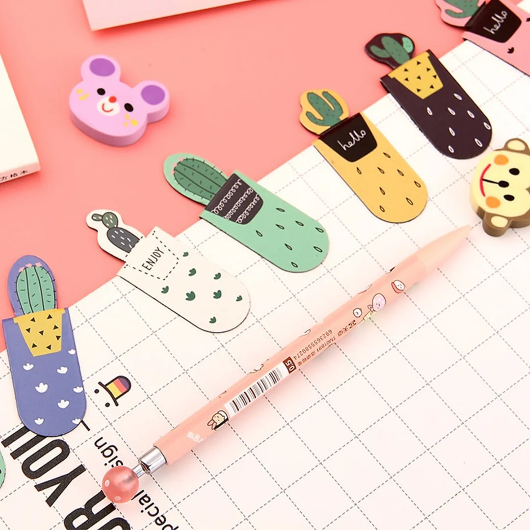 

3pcs/pack Creative Cactus Magnetic Bookmarks Books Marker of Page Student Stationery School Office Accessories Birthday Gift