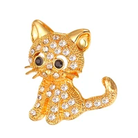 collare cute crystal cat pins and brooch goldsilver color brooches for women men jewelry rhinestone animal brooches pin b212