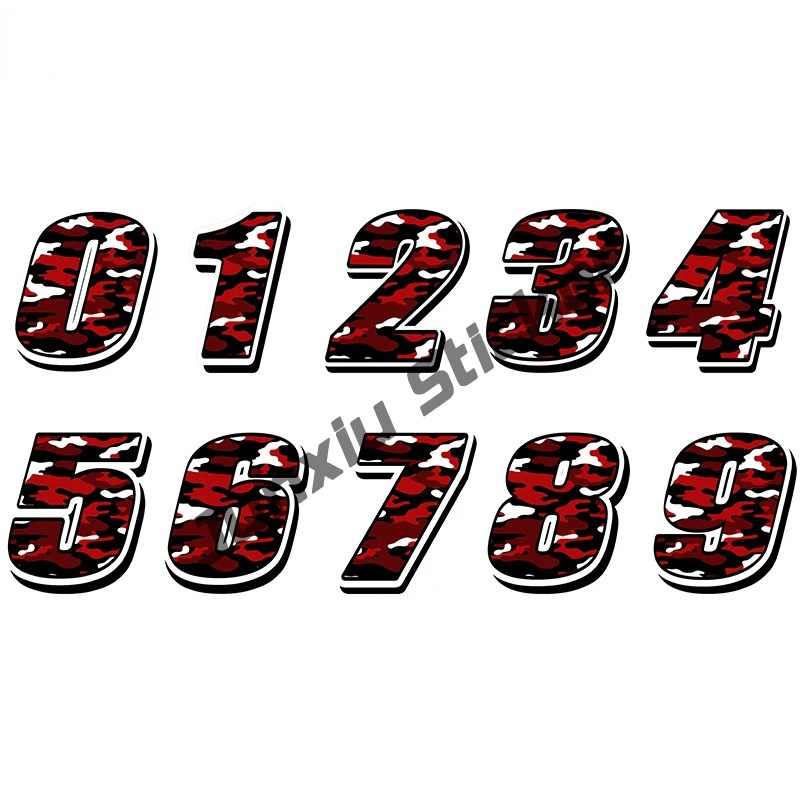 

Красная камуфляжная наклейка с номерами для автомобиля, Стилизация гоночного номера, водонепроницаемая наклейка и стикер, наклейка с номер...