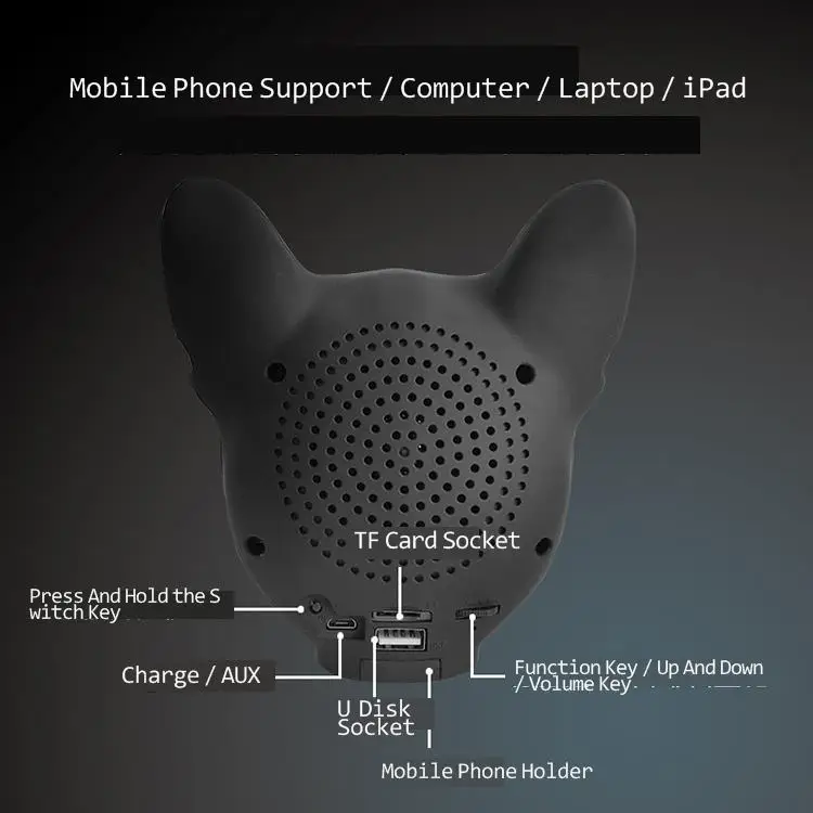 Крутая Bluetooth-Колонка в виде Головы Бульдога Беспроводная Hi-Fi-колонка с басами для