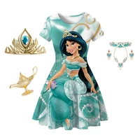 3d printing tramp aladdin prince jasmine princess dresses girl cosplay costume summer slim type kids carnival party prom clothes