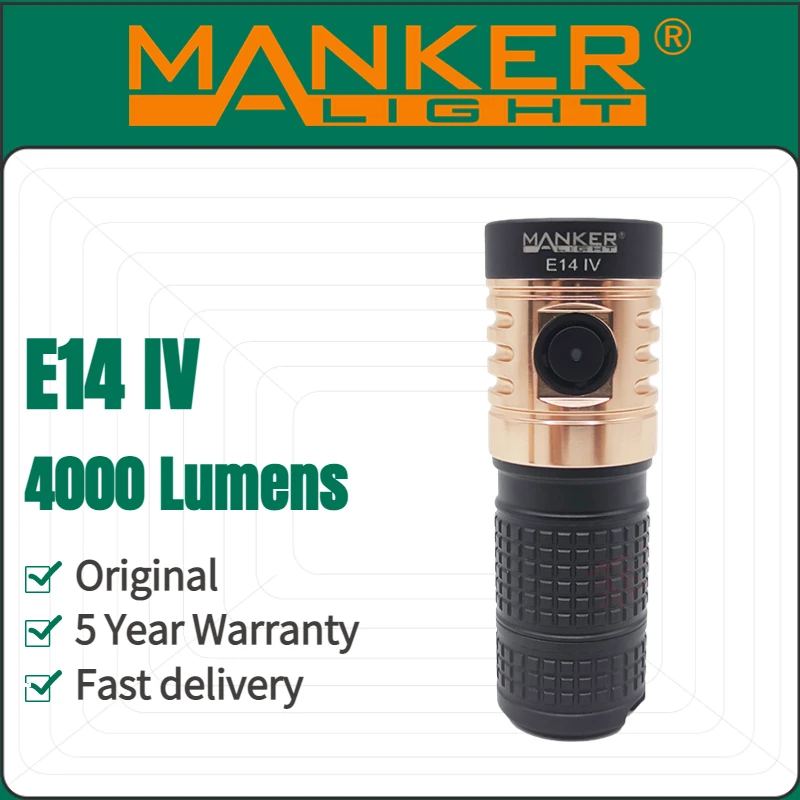 Портативный фонарик Manker E14 IV с 4 источниками света, 18350 люмен, перезаряжаемый, классный/натуральный, фонарь с батареей и магнитным хвостом