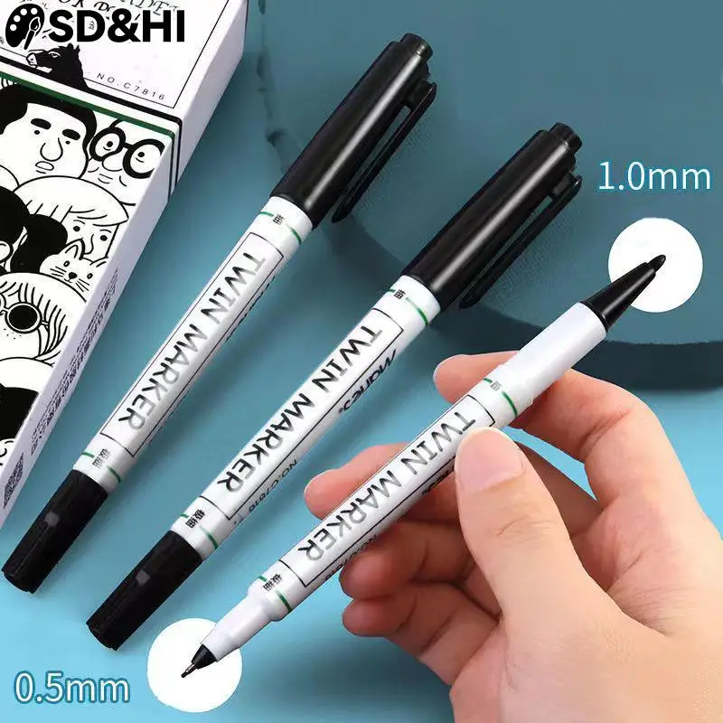 

1 шт./10 шт., цветные перманентные маркеры с двумя наконечниками