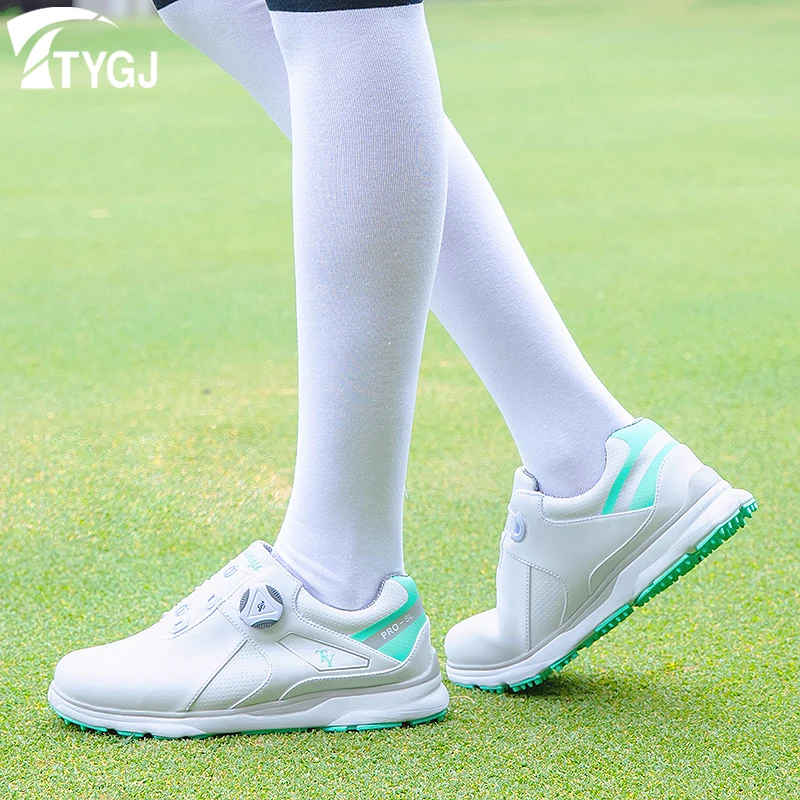 

Golf shoes women's waterproof non-slip shoes knob elastic laces golf women's shoes
