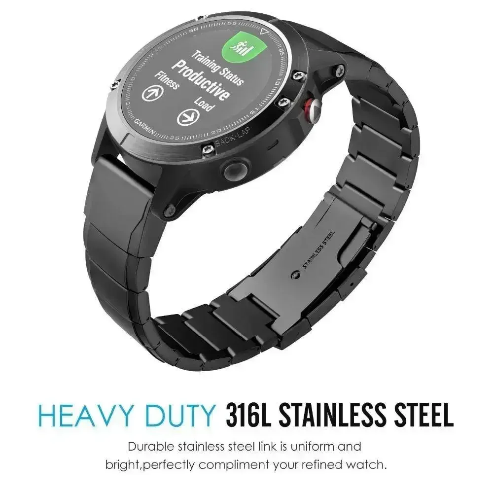 Фото Ремешки для часов из нержавеющей стали для Garmin Fenix 3/5/5X/5S, простая быстрая установка, сменный ремешок для умных часов 20 мм, 22 мм, 26 мм №3