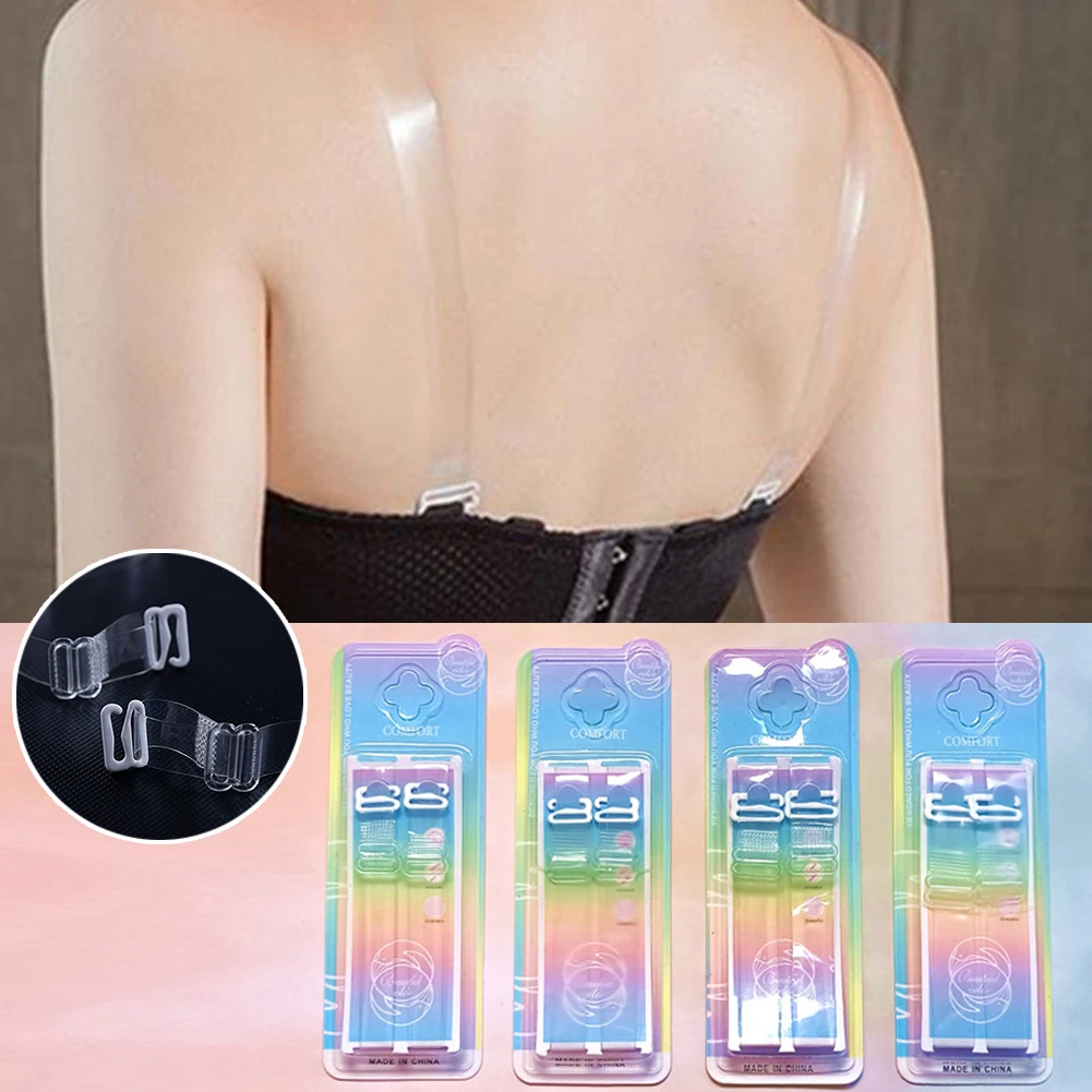

1 Pairs Practical Clear Crystal Invisible Bra Set Shoulder Straps Transparent