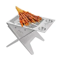 Folding BBQ Grill Folding Barbecue Charcoal Grill Stainless Steel Tabletop Hibachi Grills For Outside Camping Hiking Picnics