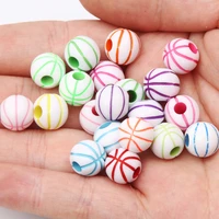 acrylic loose spacer round beads white colorful basketball beads for diy kids jewelry making handmade supplies 12mm 20pcslot