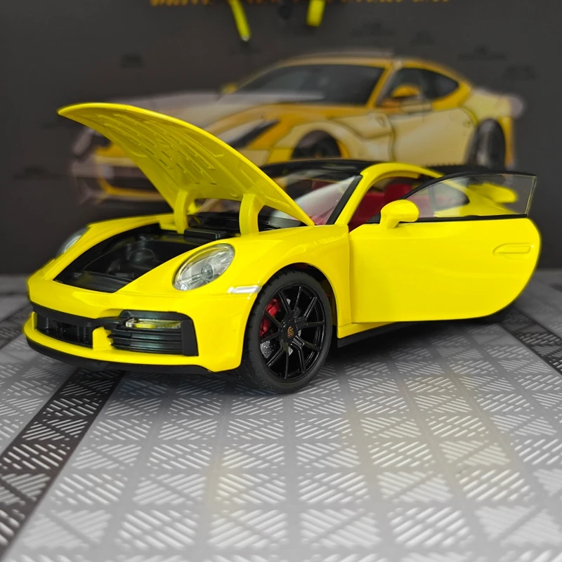 Фото Модель автомобиля Porsche 911 из сплава металла в масштабе 1:24, двери с обеих сторон открываются, а передний капот и дверь багажника также открываются. №3