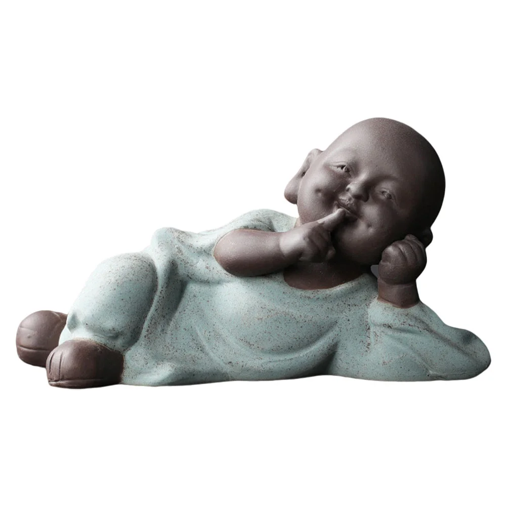 

Monk Statue Tea Pet Decor Chinese Figurines Figurine Little Baby Statues Zen Ornament Shui Feng Evil Car Laughing Garden Monks