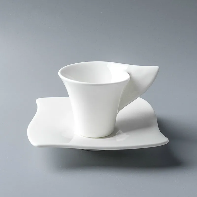 

Comma Espresso Coffee Cup Aand Saucer Set European Simplicity Pure White Bone Porcelain Milk Cup Ceramics Mugs Tea cup Set