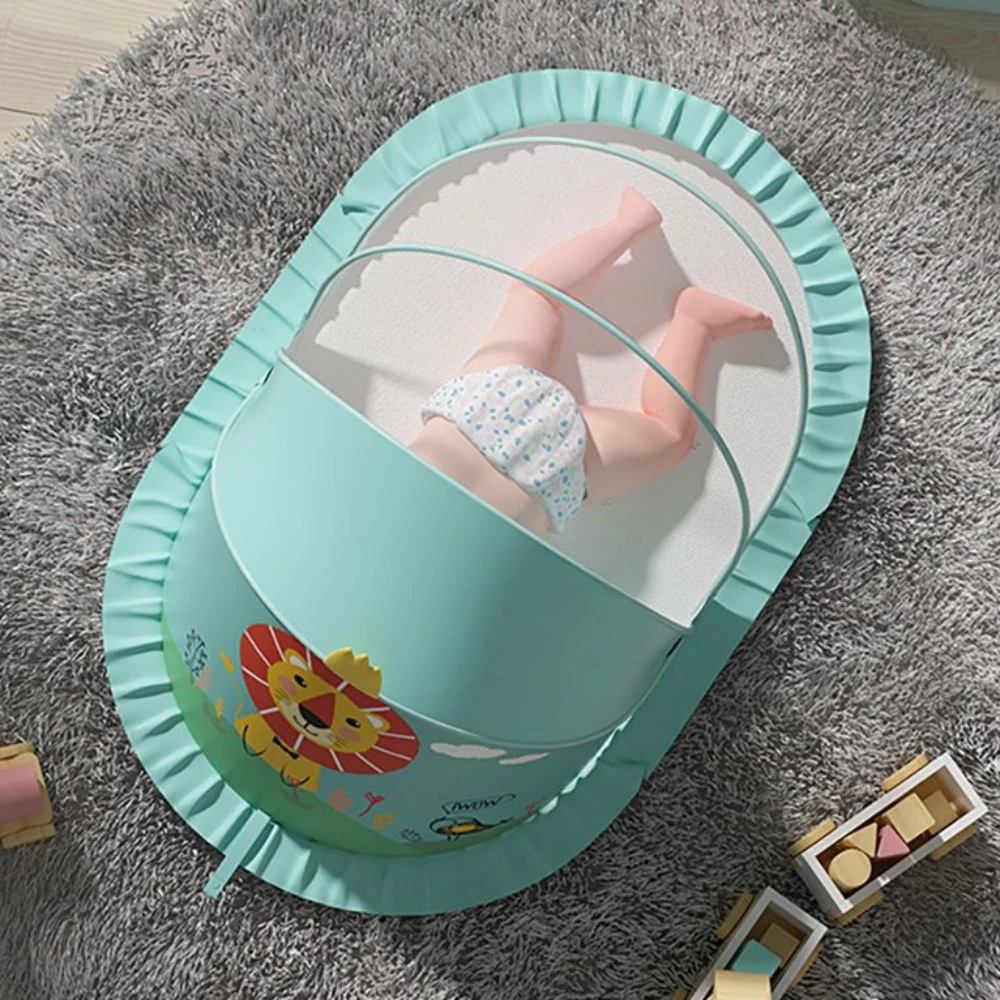

Baby Bed Mosquito Net Cartoon Cute Foldable Cover Sunshade Newborn Sleep Travel Play Tent Lion Print Portable Canopy On The Crib