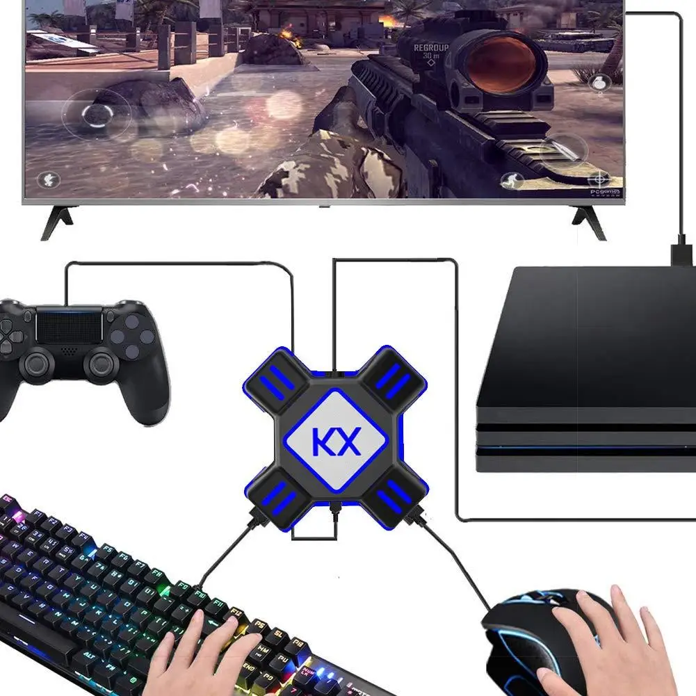 

KX USB Game Controllers Adapter Converter Video Game Keyboard Mouse Converter for Switch/Xbox for PS4/PS3