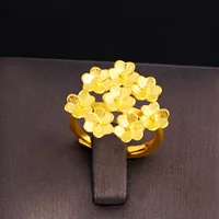 HOYON 18k pure gold color Flower opening women's ring gold jewelry euro coin long-lasting fashion personality jewelry box gift