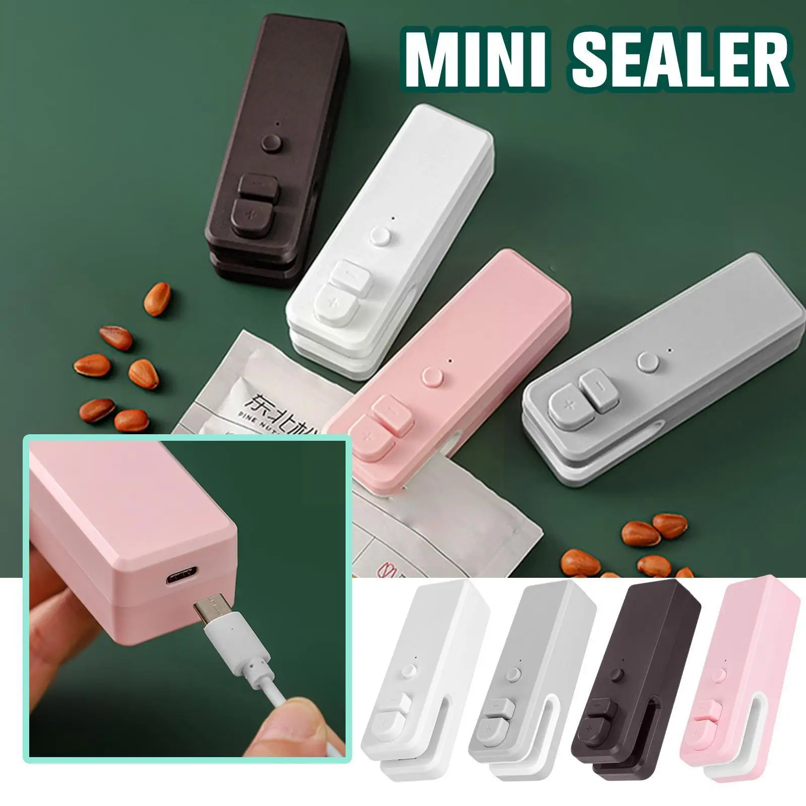 

Heat Sealer Usb Rechargtable Mini Sealing Machine Storage Bag Clip Mini Sealing Machine Sticker Seal For Food Snack Kitchen M3k6