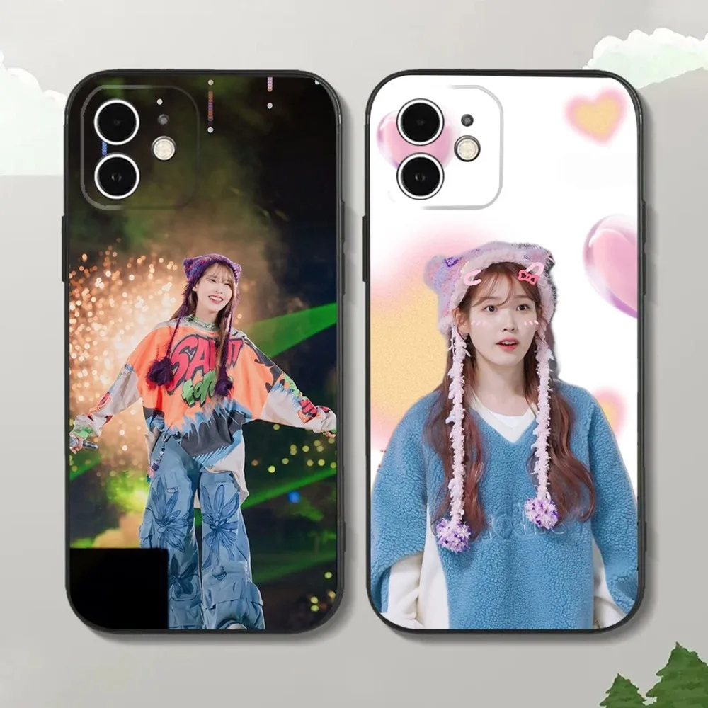Чехол для телефона Singer IU Lee Ji Eun iPhone 16 15 14 13 12 Mini 11 Pro XR X XS MAX 7 8 Plus мягкий черный