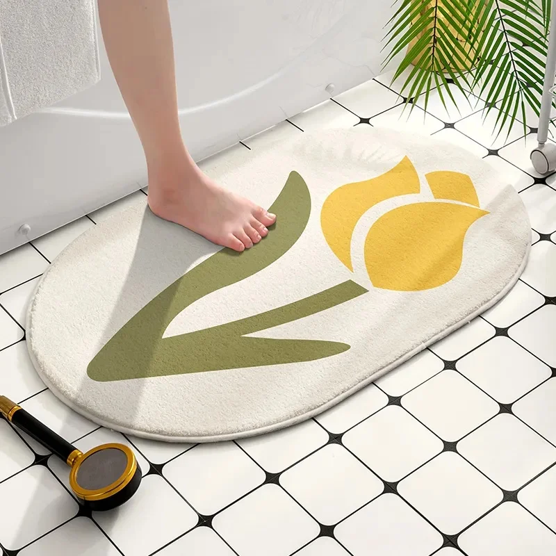 

Non-Slip Bath Mat Ins Flowers Bathroom Doormat Shower Room Absorbent Carpets Bedroom Entrance Balcony Area Rugs Home Decor Mats