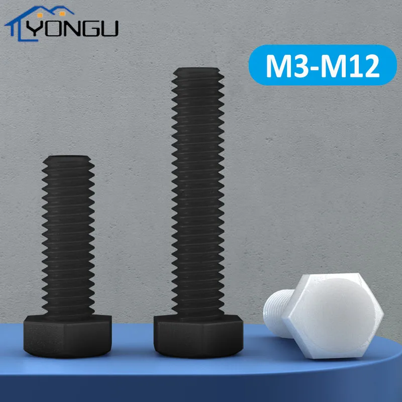 

Black/White Nylon plastic Outside External Hex Hexagon Head Screw Bolt M3 M4 M5 M6 M8 M10 M12