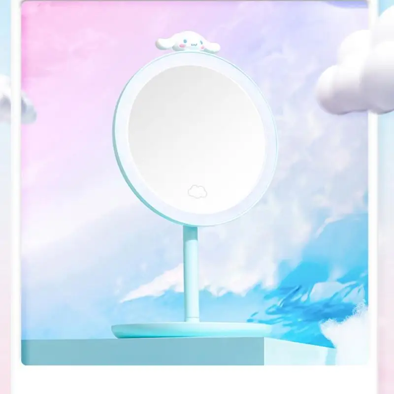 

Kawaii Cinnamoroll Makeup Mirror Anime Desktop Dressing Table Adjustable Led Fill Light Household Portable Charging Lamp Gift