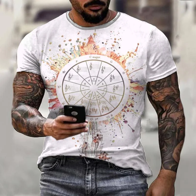 

Trend Compass Print 3d Men's Short Sleeve T Shirt O Neck Plus Size Casual Tshirt Oversized Vintage Street Top Graffiti T-shirt