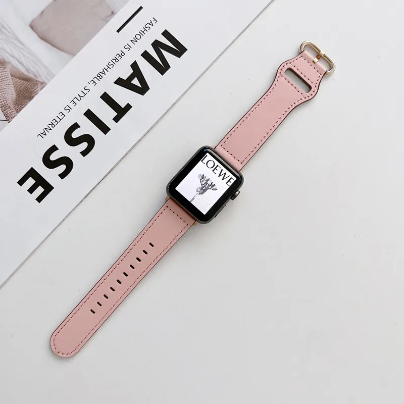 

Ремешок из натуральной кожи для Apple Watch Band 45 мм 41 мм 42 мм 44 мм 40 мм 38 мм, сменный Браслет для iWatch Series 7 6 SE 5 4 3